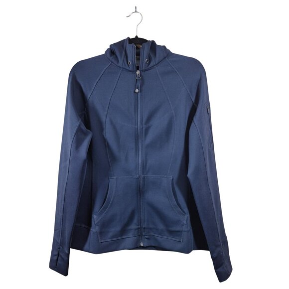 Athleta Womens Full Zip Jacket Size L Long Sleeve Hooded Pockets Running Active - Picture 1 of 9